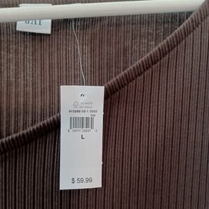 "WOODSY BROWN" By GAP.  Long Sleeve Brown Ribbed Asymmetrica Soft Knit Dress.